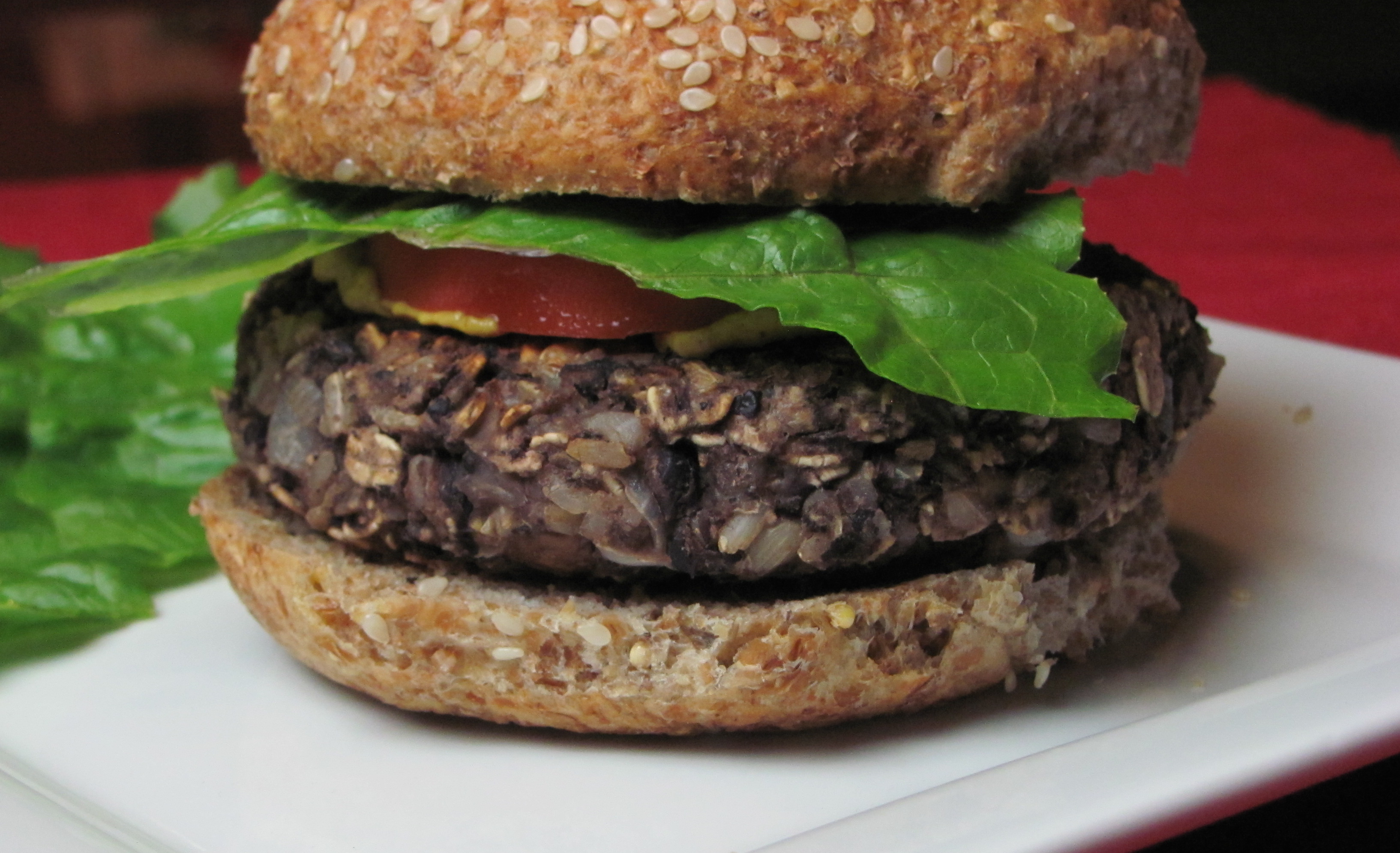 vegan black bean and brown rice burger